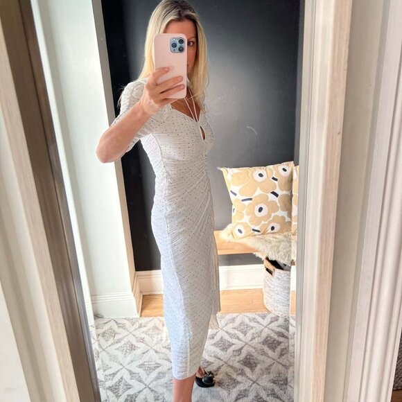 Frame Gathered Keyhole Tie-Neck Dress Size Medium NWT - Picture 12 of 12